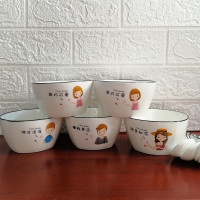 时光旧巷碗碟套装家用简约组合可爱小清新创意个性新款一家人陶瓷餐具4人 新款一家人5口(2女1儿)5碗5勺