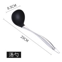 时光旧巷不锈钢硅胶铲子304不粘锅专用锅铲漏勺牛排夹耐高温家用炒菜工具 不锈钢硅胶汤勺