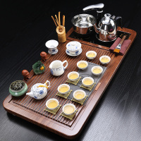 时光旧巷茶具套装家用简约整套陶瓷中式功夫茶盘实木喝茶全自动电磁炉茶台 玲珑茶具(鸿福)套装