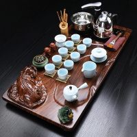 时光旧巷茶具套装家用简约整套陶瓷中式功夫茶盘实木喝茶全自动电磁炉茶台 青瓷茶具(貔貅)套装
