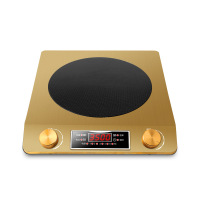 旋钮大功率酒店饭堂商用时光旧巷电磁炉3500W5000W平面汤炉凹面炒炉 3500W旋钮双控[金色平面]