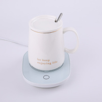 暖暖杯自动恒温时光旧巷杯垫保温杯加热保温杯垫暖奶宝 触控暖杯垫+英文杯子勺子 110V扁插(台湾用)