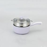多功能煎炒煮炸炖电热锅1.6L电热锅 时光旧巷学生宿舍办公室煮面电火锅 双层紫色