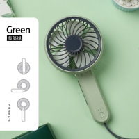 便携式小风扇手持拿随身小型迷你电风扇大风力学生 usb可充电 手持折叠款-海藻绿