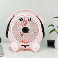 电风扇台式电扇时光旧巷16寸台扇家用学生宿舍小落地扇摇头转页风扇 粉色音乐狗