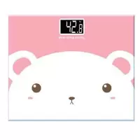 体重秤秤电孑人体秤usb充电款时光旧巷称重计脂肪可充电200斤平板美体家用 粉熊迷你款25*21-电池款