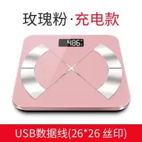 电子秤时光旧巷男女人体秤体脂秤智能蓝牙家用体重称测脂肪体质体重器 玫瑰粉充电款