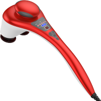 肩膀按摩器时光旧巷棒双头捶背器腿部捶背多功能全身电动家用手持式 高贵红豪华版