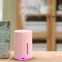 加湿器时光旧巷USB卧室家用大雾量小型 迷你车载喷雾净化空气车用香薰精油便携式空调房办公 少女粉[USB风扇+小夜灯]