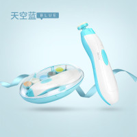 婴儿电动磨甲器时光旧巷儿指甲刀防夹肉宝宝儿童指甲剪套装 天空蓝 组合装
