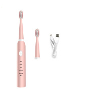 电动牙刷时光旧巷充电智能成人儿童声波自动软毛防水OEM加工 粉色共2个刷头（5档调节）线充