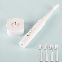超声波时光旧巷软毛电动牙刷抖音充电式成人儿童智能懒人防水洁齿 白色底座4刷头