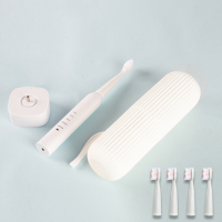 超声波时光旧巷软毛电动牙刷抖音充电式成人儿童智能懒人防水洁齿 象牙白智能座充四刷头加收纳盒