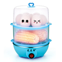 三层双层煮蛋器黄金蛋蒸蛋器自动断电 蒸鸡蛋器 家用 小型 1人迷你 蓝平双层+量杯