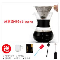 家用手冲咖啡壶黄金蛋套装耐热玻璃咖啡壶带刻度咖啡过滤器冲茶器分享壶 400ml[玻璃壶+滤网+5件赠品]
