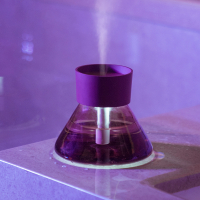 小型桌面迷你usb加湿器时光旧巷 卧室办公室孕妇婴儿空气香薰器 梦幻紫•[9根棉棒][3根棉棒]