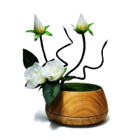 新款香薰过滤创意加湿器时光旧巷喷雾带蓝牙音响灯光智能家用桌面摆件送礼 木纹色玫瑰送纯植物精油四瓶