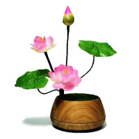 新款香薰过滤创意加湿器时光旧巷喷雾带蓝牙音响灯光智能家用桌面摆件送礼 木纹色荷花送纯植物精油四瓶