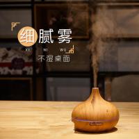 超声波香薰机时光旧巷精油香薰灯加湿器家用卧室 熏香机夜灯空气喷雾器 浅木纹七彩灯300ML
