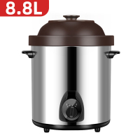 紫砂锅红陶黄金蛋电砂锅商用大容量煮粥煲汤锅家用电炖锅10L 8.8L砂锅(银白色)(送礼品)