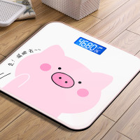 充电家用小型电子称时光旧巷体重秤精准耐用成人女健康称人体秤卡通称 PP猪 电池