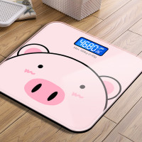 充电家用小型电子称时光旧巷体重秤精准耐用成人女健康称人体秤卡通称 粉猪猪 电池