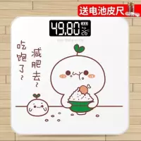 家用精准电子秤体重秤时光旧巷成人健康称重人体秤充电卡通称体重计器 电池款_吃饱了-26*26cm 其他