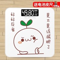家用精准电子秤体重秤时光旧巷成人健康称重人体秤充电卡通称体重计器 电池款_好好反省-26*26cm 其他