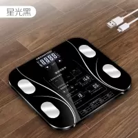 智能体脂秤电子称时光旧巷 体重秤家用USB充电秤精准人体重秤测脂肪女 充电黑色 电池