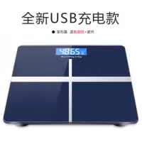 USB可充电电子称时光旧巷体重秤精准家用健康秤人体秤成人称重计器女 宝蓝26*26 USB充电