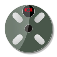 体脂秤时光旧巷家用智能精准体重秤宿舍女测脂肪光能充电电子秤太阳能 电池款-军绿色体脂秤