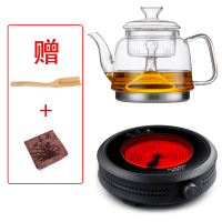 玻璃平底烧水蒸茶壶黄金蛋小型平板电磁炉茶具专用自动上水电陶炉煮茶器 1.4L蒸茶壶+黑色电陶圆炉+赠品