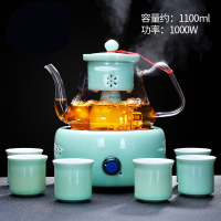 蒸汽煮茶器金蛋电热小型办公室玻璃茶壶套装家用耐高温电陶炉过 有邻电陶炉(青瓷)+德润壶(青瓷)+长乐品茗6杯组(绿)51