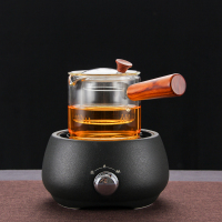 玻璃蒸汽煮茶壶电陶炉煮茶器黄金蛋耐热玻璃花茶黑茶白茶养生蒸茶壶套装 WG-19单内胆+手动黑炉(送4杯)