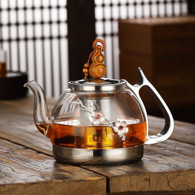 电磁炉煮茶壶黄金蛋专用玻璃耐高温家用生肖泡茶烧水电陶炉茶器 1000ML葫芦梅花壶(猪)