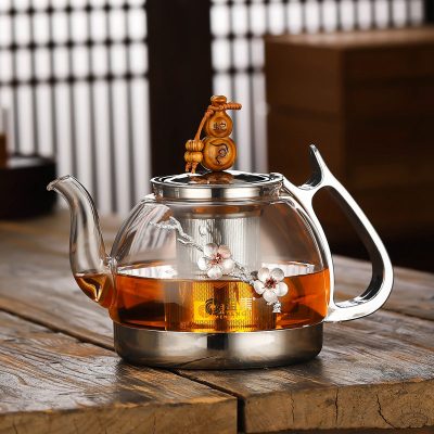 电磁炉煮茶壶黄金蛋专用玻璃耐高温家用生肖泡茶烧水电陶炉茶器 1000ML葫芦梅花壶(蛇)