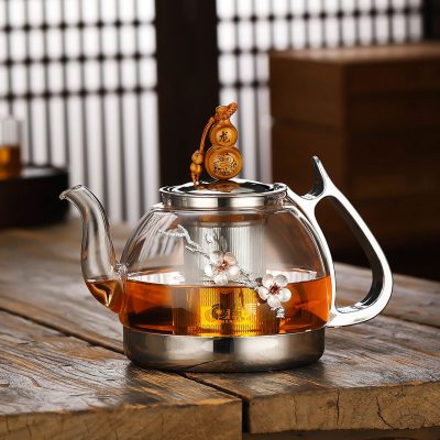 电磁炉煮茶壶黄金蛋专用玻璃耐高温家用生肖泡茶烧水电陶炉茶器 1000ML葫芦梅花壶(龙)