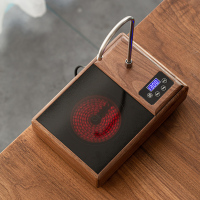 全自动电陶炉黄金蛋煮茶器玻璃蒸汽壶黑茶白茶煮茶壶小型煮茶炉套装家用 胡桃木上水电陶炉