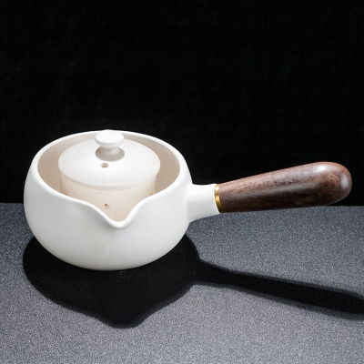 陶瓷煮茶器黑茶煮茶壶黄金蛋侧把壶日式泡茶壶花茶壶家用电热电陶炉 沁香(白)壶