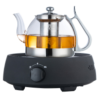 电磁炉金蛋专用茶壶平底茶具加厚耐热玻璃烧水壶加热单壶大容量煮茶 亮典1010A(1250ml)+308黑色电陶炉送6杯子