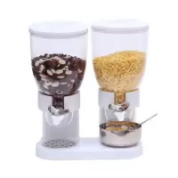 麦片机食品杂粮密封储物罐时光旧巷干果零食罐谷物分配器猫粮储存桶早餐罐  白色双筒赠底部瓶塞