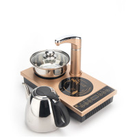 平板面电磁茶炉黄金蛋自动上水加热消毒家用泡茶烧水壶台嵌入茶桌几 金色-21整套(整套)1200w