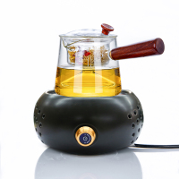 煮茶壶家用蒸茶壶黄金蛋小型办公室煮茶器玻璃蒸汽电加热茶炉电陶炉煮茶 电陶炉(魅惑黑)+蒸煮茶壶(双内胆)