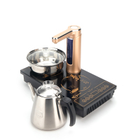 平板面电磁茶炉黄金蛋自动上水泡煮烧水电热壶消毒台嵌茶盘桌几家用 黑金色15SG-11自动摆头套装(全自动1600W)