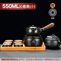 煮茶器陶瓷煮茶壶金蛋电陶炉煮茶炉白茶普洱电热烧茶壶套装陶壶 仟雯电陶炉(黑)+沁香煮茶壶(小)黑+6杯+竹盘+莲瓣纹黑2