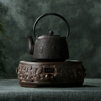 电陶炉茶炉黄金蛋陶瓷老岩泥家用  红外古韵堂煮茶器黑茶铁壶 巧克力色