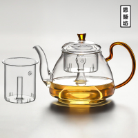 耐热玻璃煮茶器黄金蛋电陶炉煮茶壶蒸茶器白茶普洱冲茶器 养生壶烧水壶 美体壶（蒸煮2胆）盖子黄钮