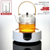 带抽水电陶炉煮茶器黄金蛋 全自动上水小型家用茶炉耐热玻璃蒸茶壶 时尚白电陶炉+菊香壶