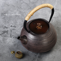 老岩泥沧海烂石电陶茶炉黄金蛋煮茶器铸铁壶小型茶壶电陶炉银壶铜 套装价:螺旋龟瓶铜盖版