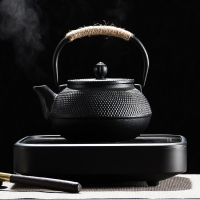 老铁壶黄金蛋手工茶壶铸铁电热煮茶器家用泡茶烧水壶电陶炉套装 雅黑帝依电陶炉+小丁铁壶